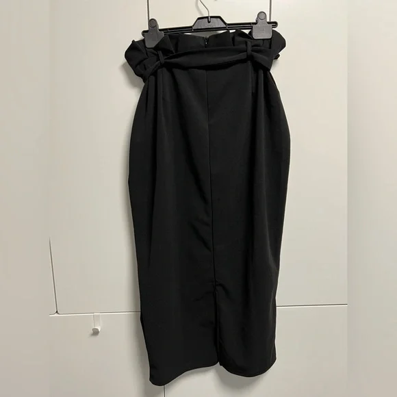 SHEIN Black Midi Pencil Skirt with Tie Front - Picture 8 of 10